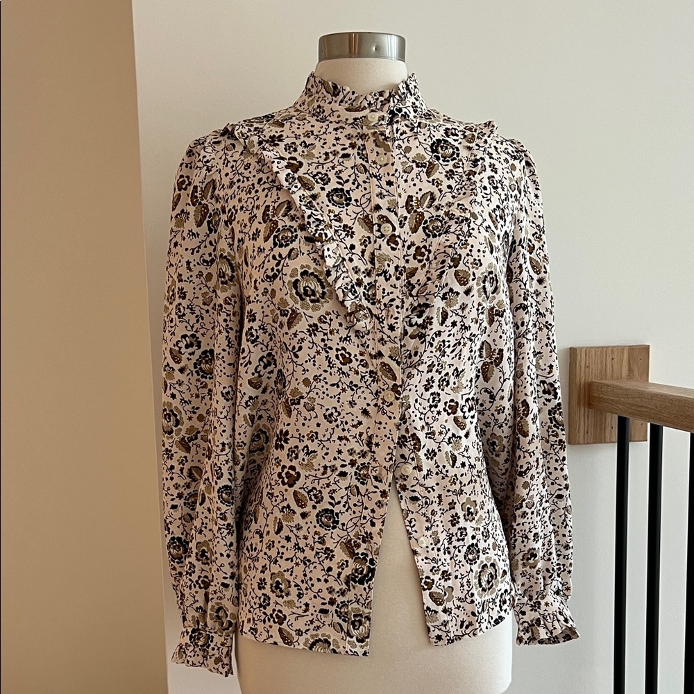 Ann Taylor Floral Ruffle Blazer